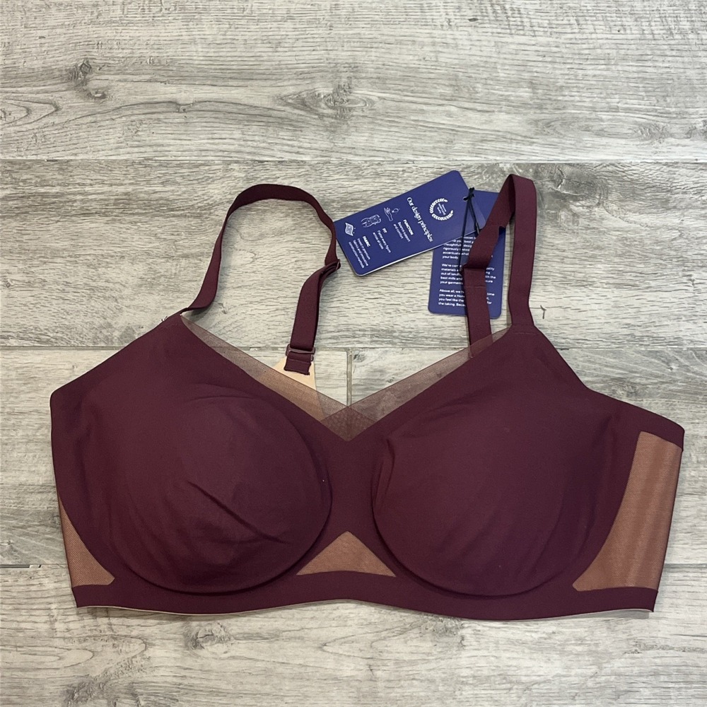 NWT Honeylove Liftwear Crossover Bra Size XL 38D / DD (E) Burgundy Red